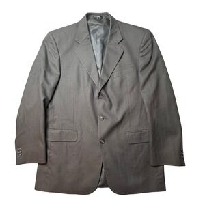 Woolmark Blazer Mens 42 Gray Pinstripe 100% Pure New Wool 3-Button Sport Coat